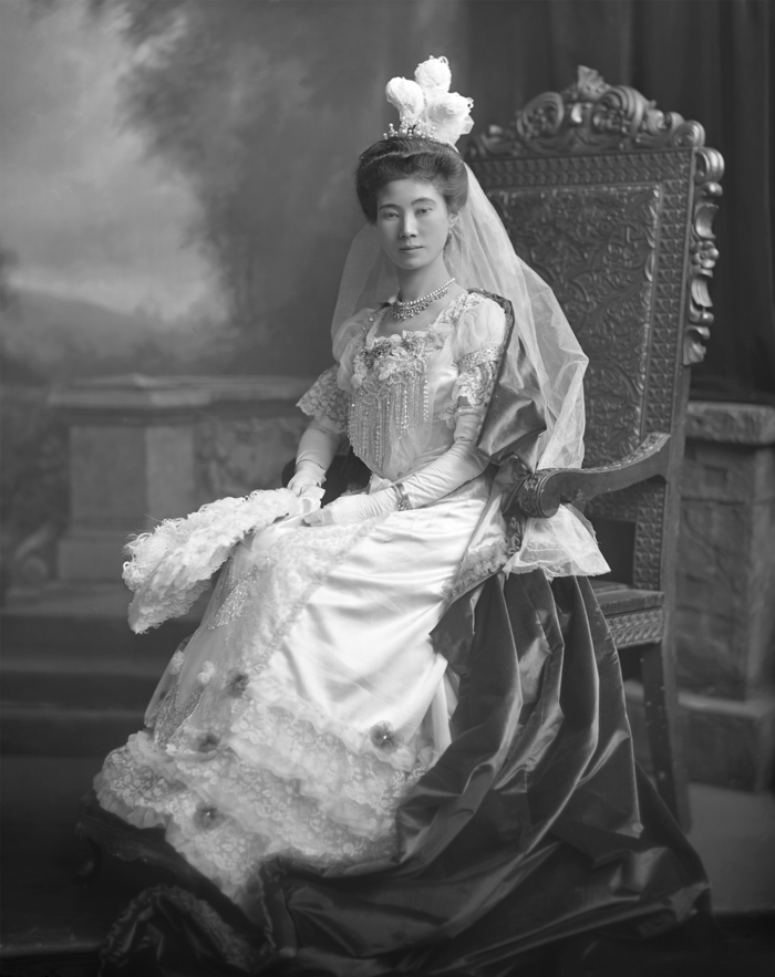 Baroness (later Viscountess) Hayashi, née Misao Gamo (1858-1942), 4th daughter of Shigetami Gamo, adopted by Teiun Yamanouchi; m. (1873) Count Tadasu Hayashi (1850-1913), Japanese diplomat and statesman